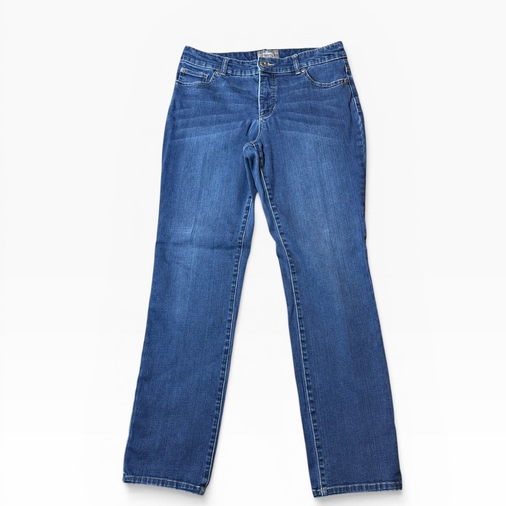 Chicos‎ So Slimming Platinum Straight Leg Blue Jeans Size 1R (31x31.5) Casual